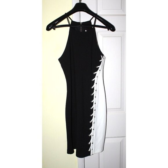 NWT PARKER Black & Ivory Mini Dress Size M Color Block Zip on Sleeveless sexy - Picture 5 of 9